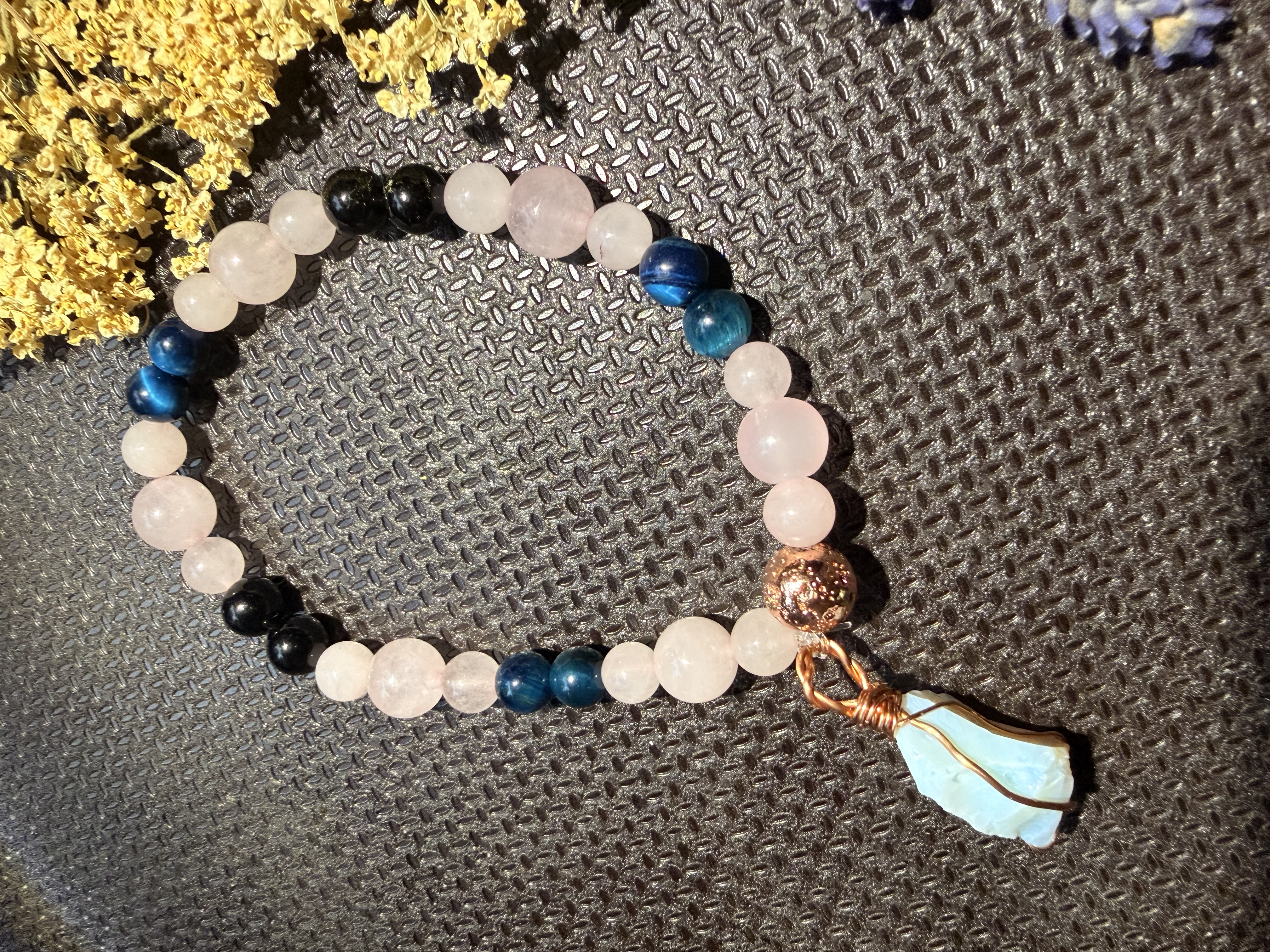 Luna Harmony Armband mit Rosenquarz, Tigerauge, Obsidian und Andara-Kristall